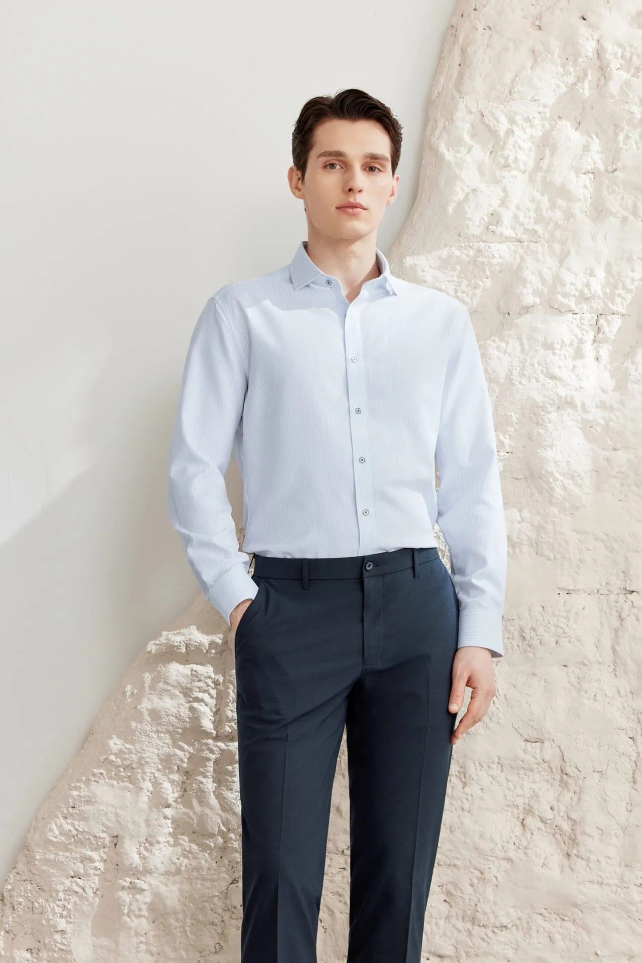 Dry Stripe Shirt in Smart Fit Spread Collar