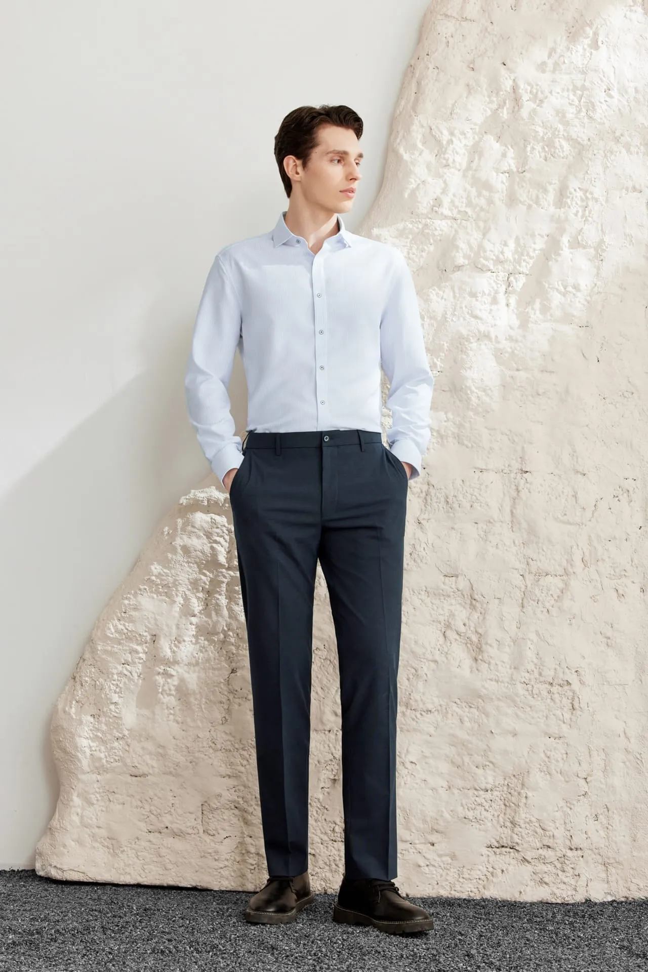 Dry Stripe Shirt in Smart Fit Spread Collar