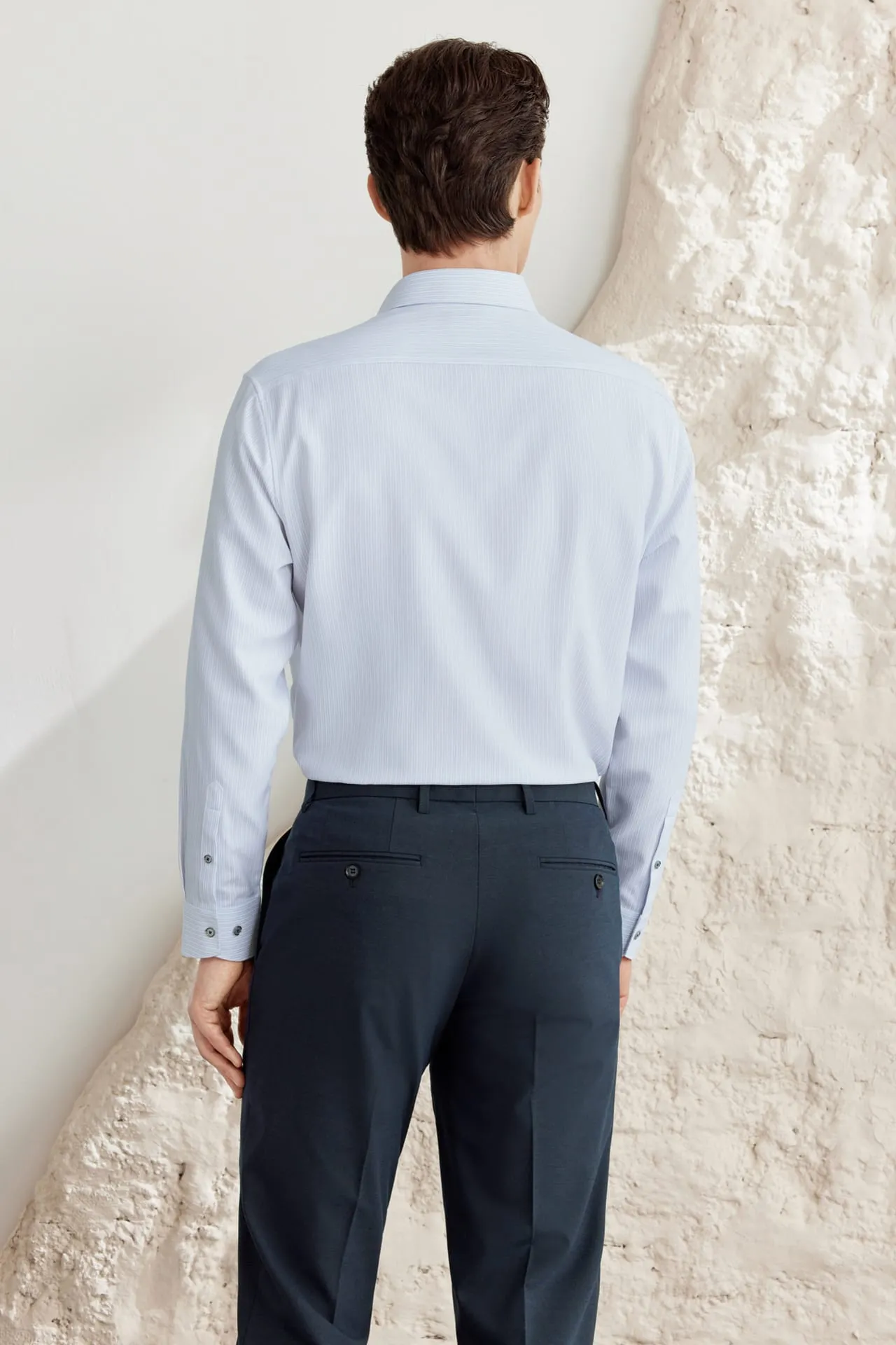 Dry Stripe Shirt in Smart Fit Spread Collar