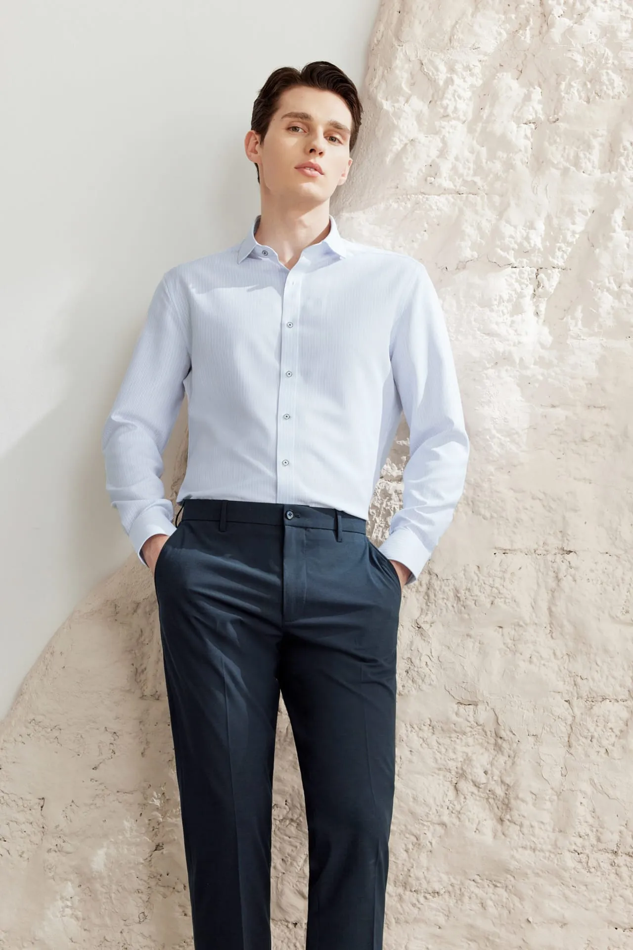 Dry Stripe Shirt in Smart Fit Spread Collar
