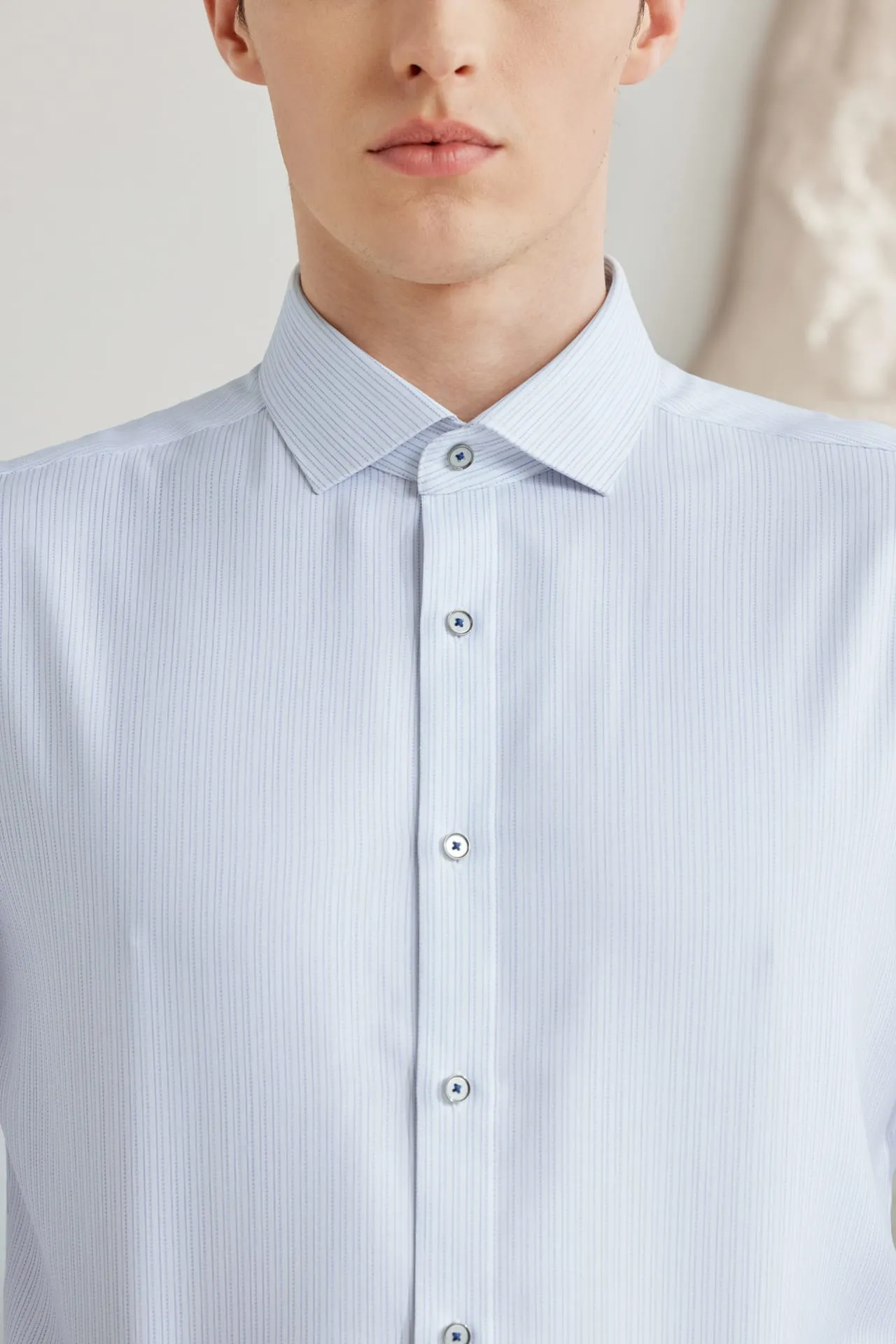 Dry Stripe Shirt in Smart Fit Spread Collar