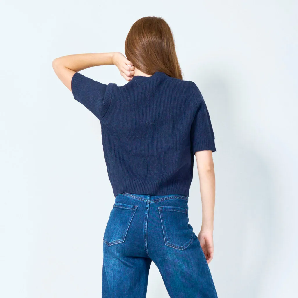 Embellished shoulder knit sweater wholesale