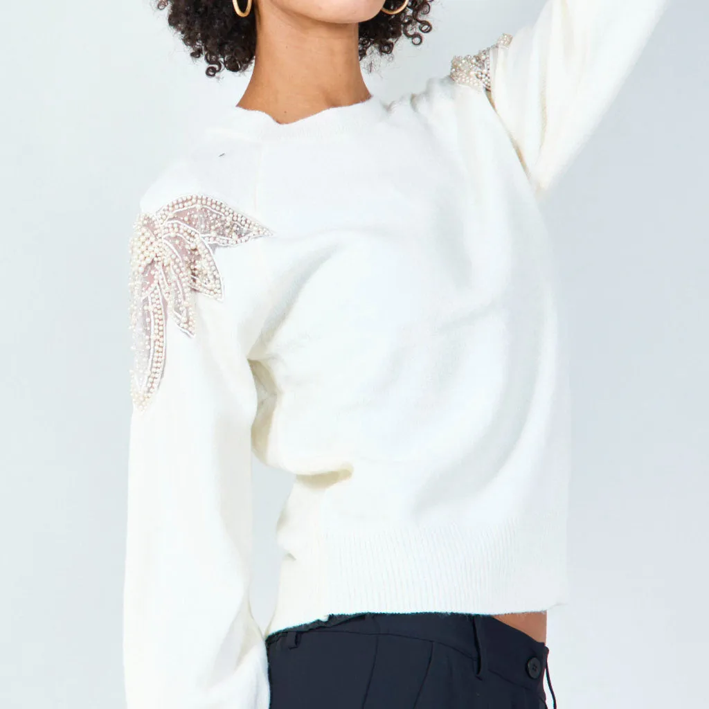 Embellished sleeve pullover wholesale