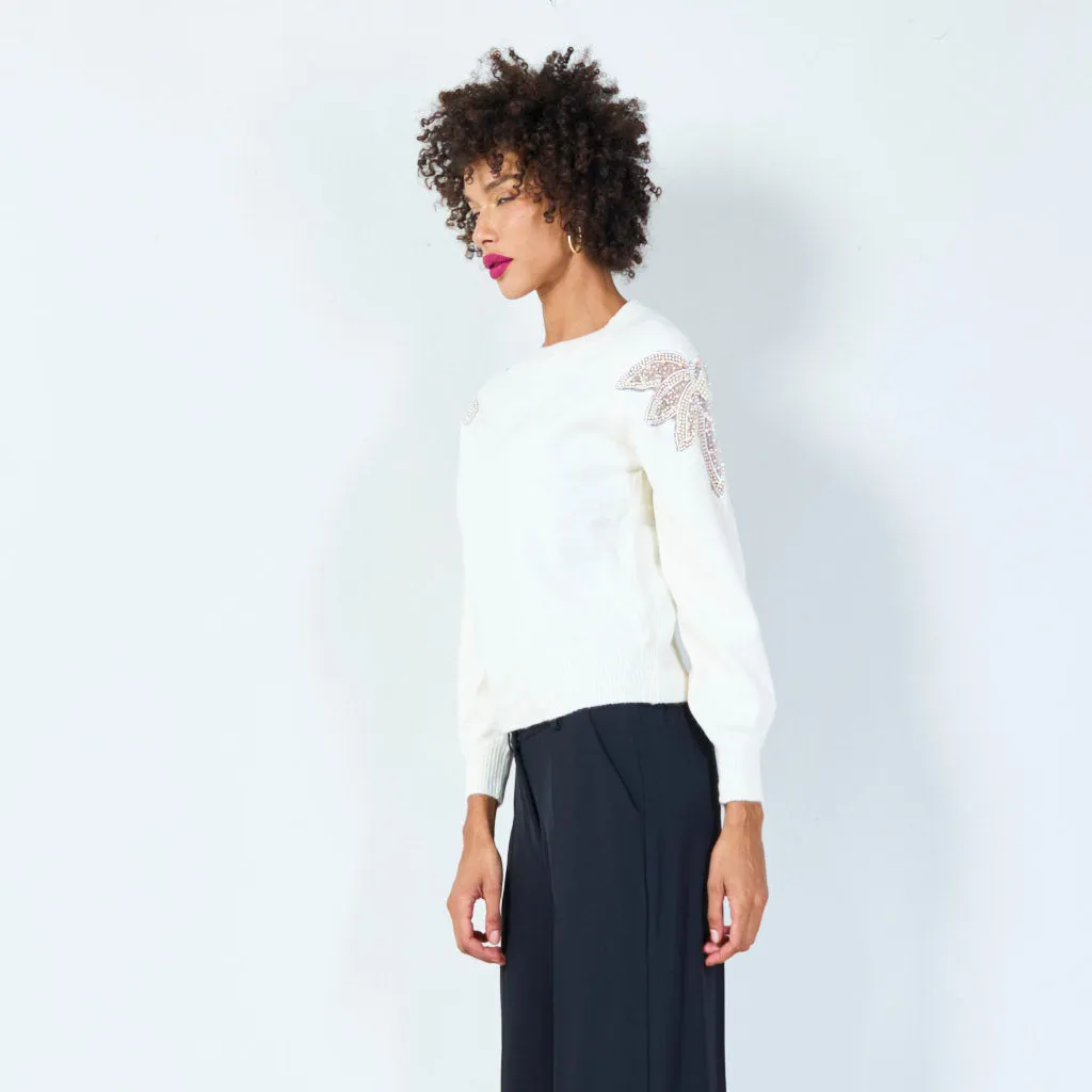 Embellished sleeve pullover wholesale