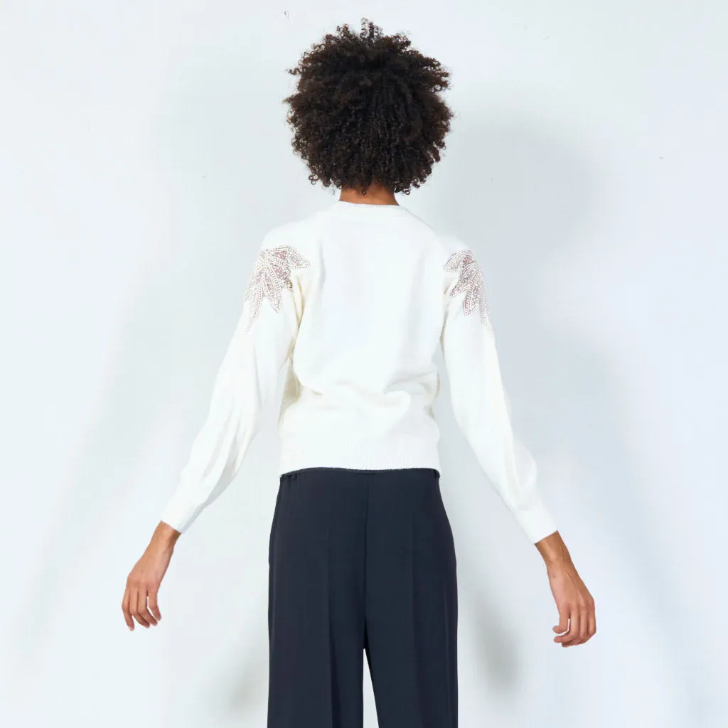Embellished sleeve pullover wholesale