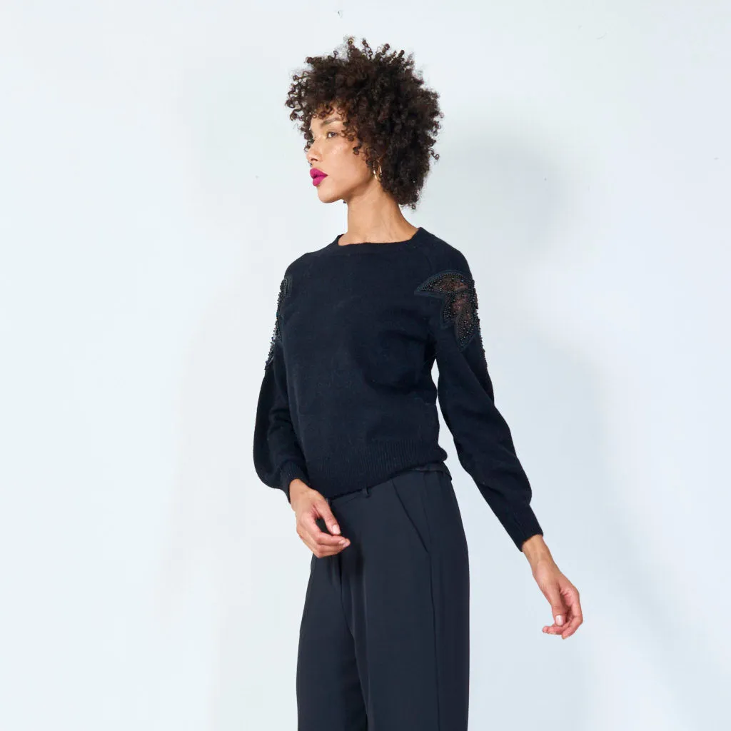 Embellished sleeve pullover wholesale
