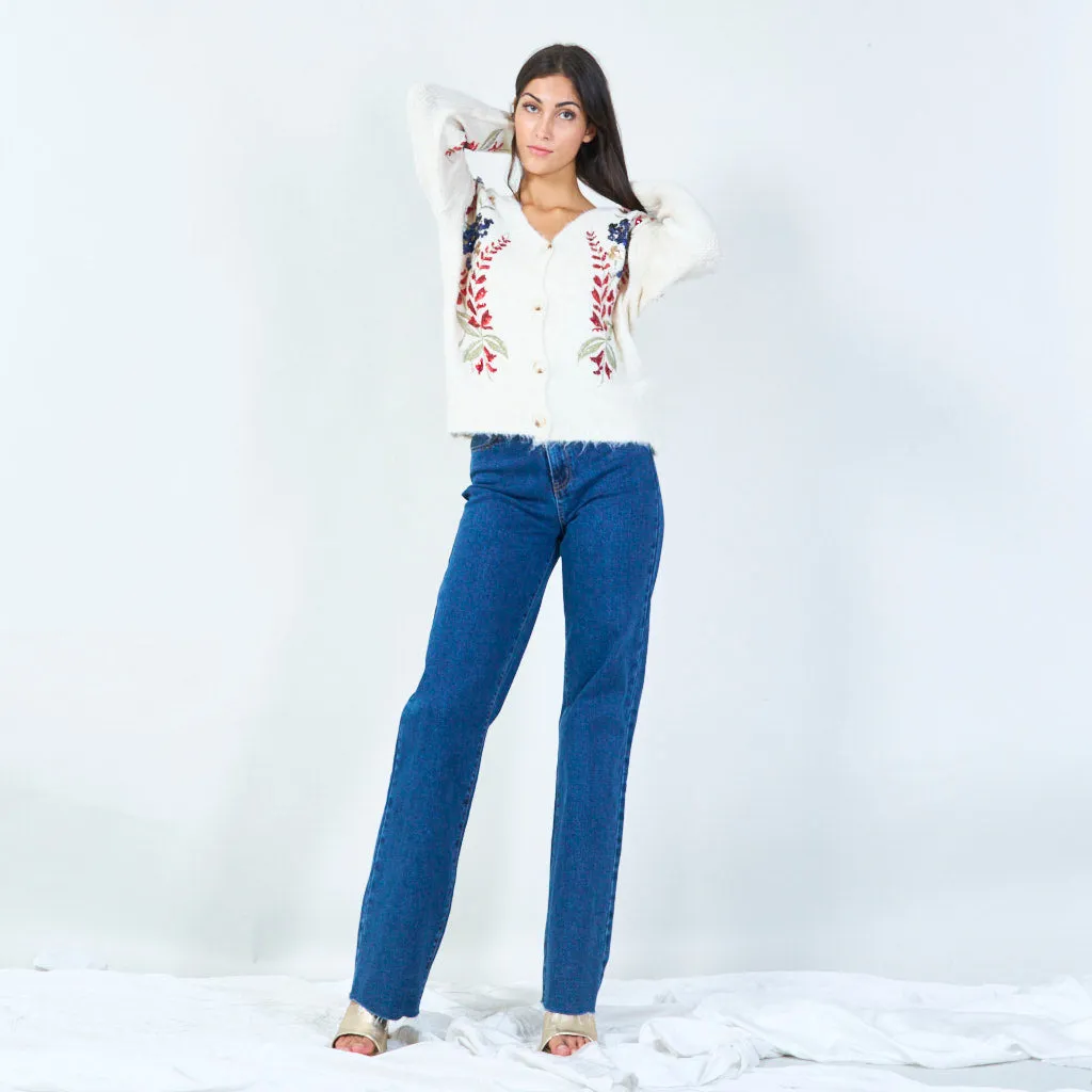 Embroidered floral sequin cardigan wholesale