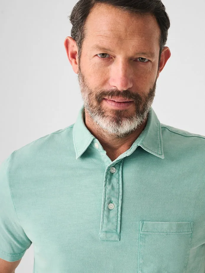Faherty Sunwashed T-Shirt Polo in Lagoon Teal