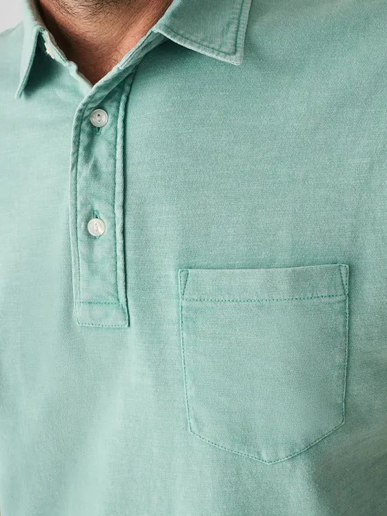 Faherty Sunwashed T-Shirt Polo in Lagoon Teal