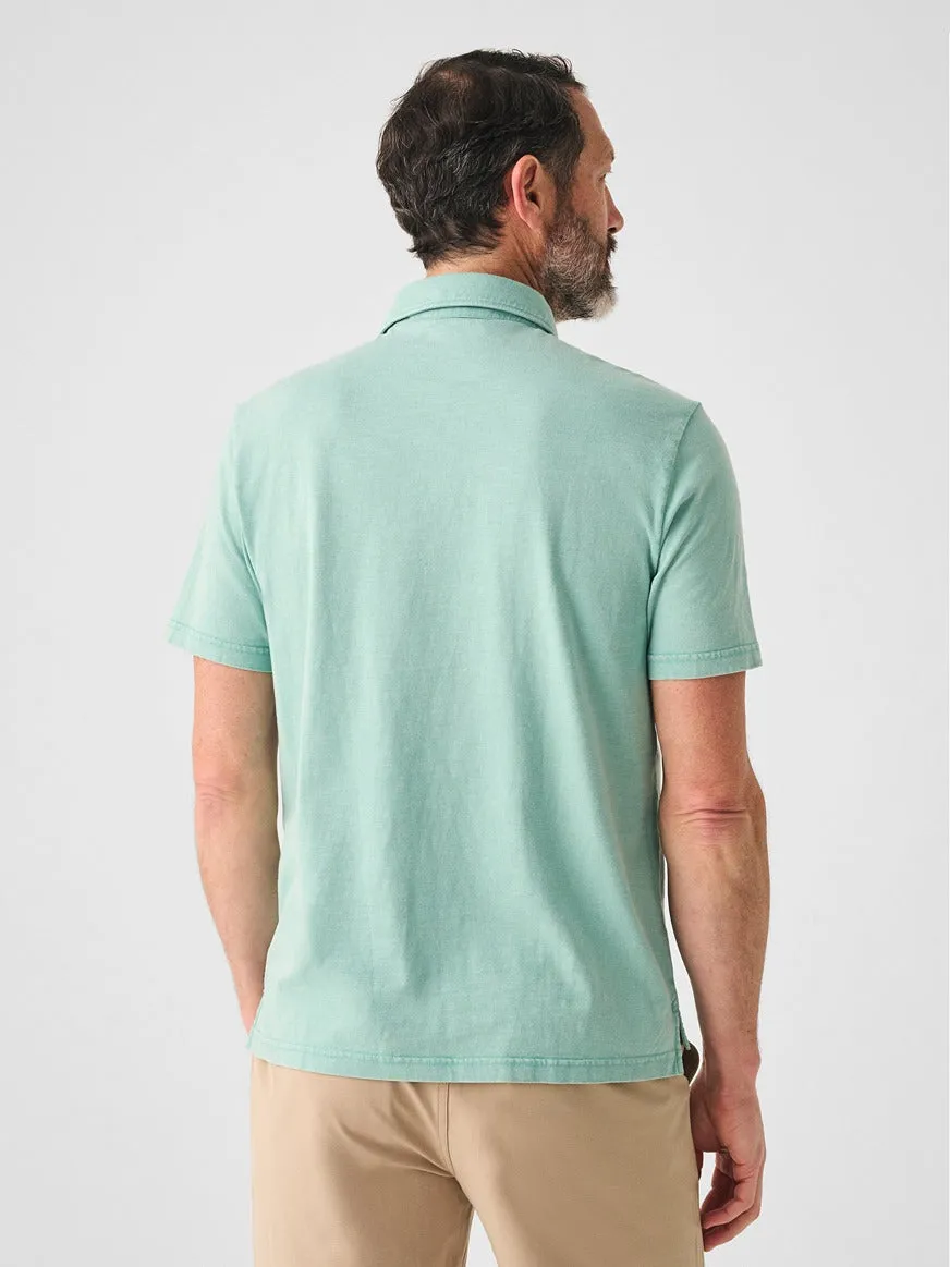 Faherty Sunwashed T-Shirt Polo in Lagoon Teal