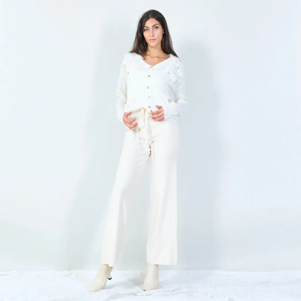 Floral applique knit cardigan wholesale
