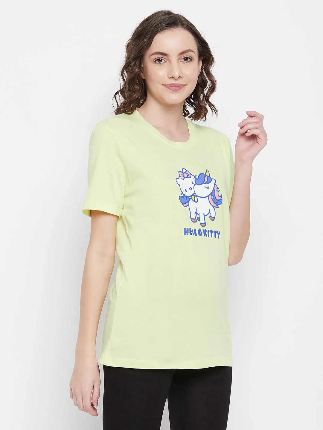 Graphic Print Sleep T-Shirt In Light Yellow