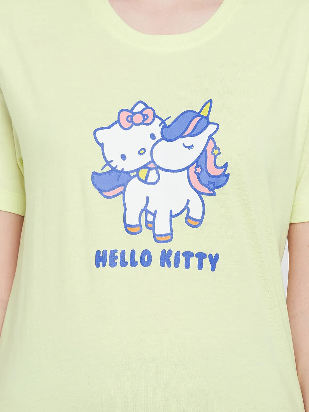 Graphic Print Sleep T-Shirt In Light Yellow
