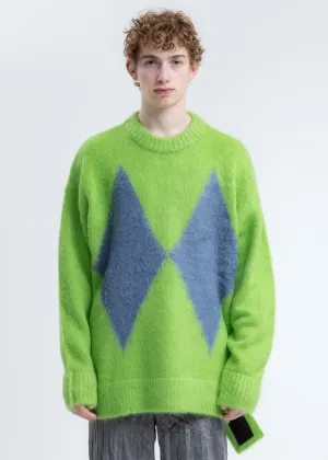 Green Argyle Knit Sweater