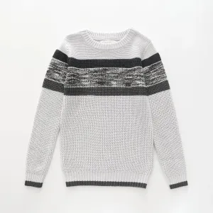 Grey and Black Waffle Knit, Older Boys Jumper