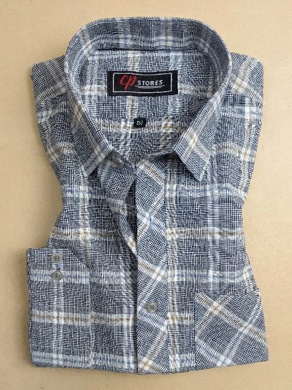 Grey Checks Formal Dress Shirt For Men MFS86