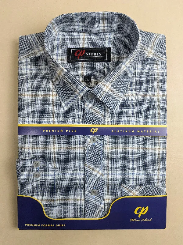 Grey Checks Formal Dress Shirt For Men MFS86