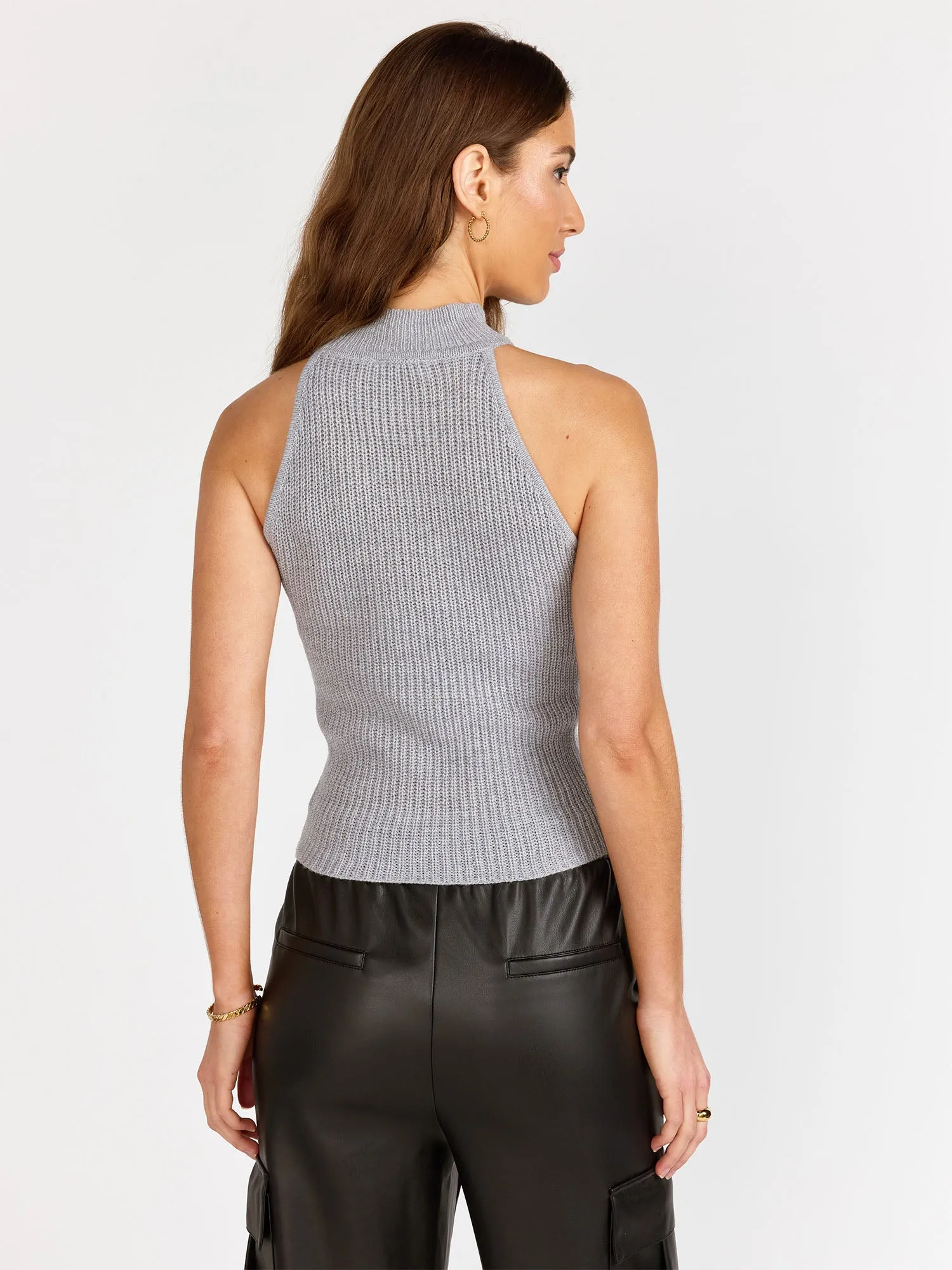 High Neck Sweater Knit Tank Top - RD Style