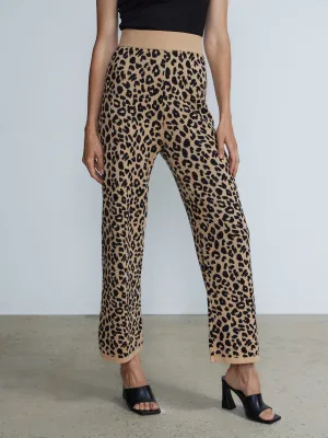 High Rise Leopard Print Sweater Pants