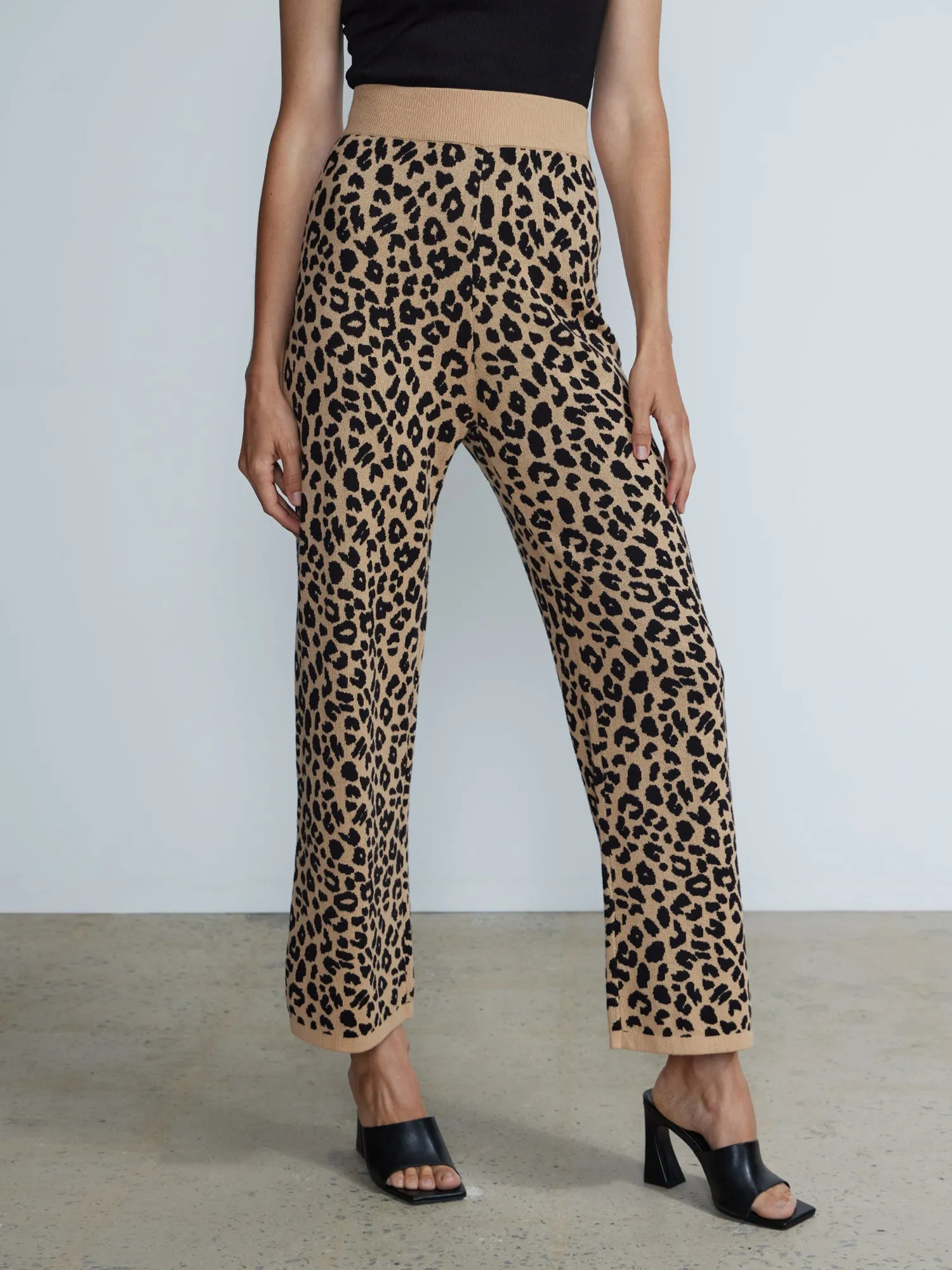 High Rise Leopard Print Sweater Pants