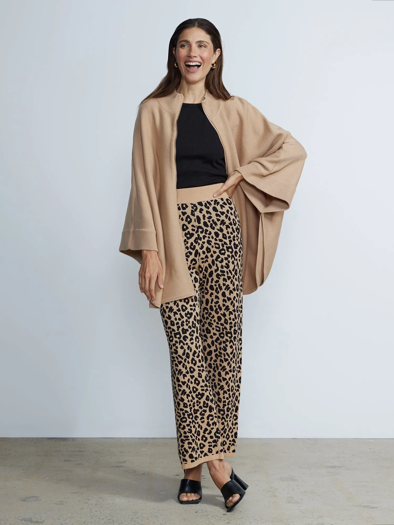High Rise Leopard Print Sweater Pants