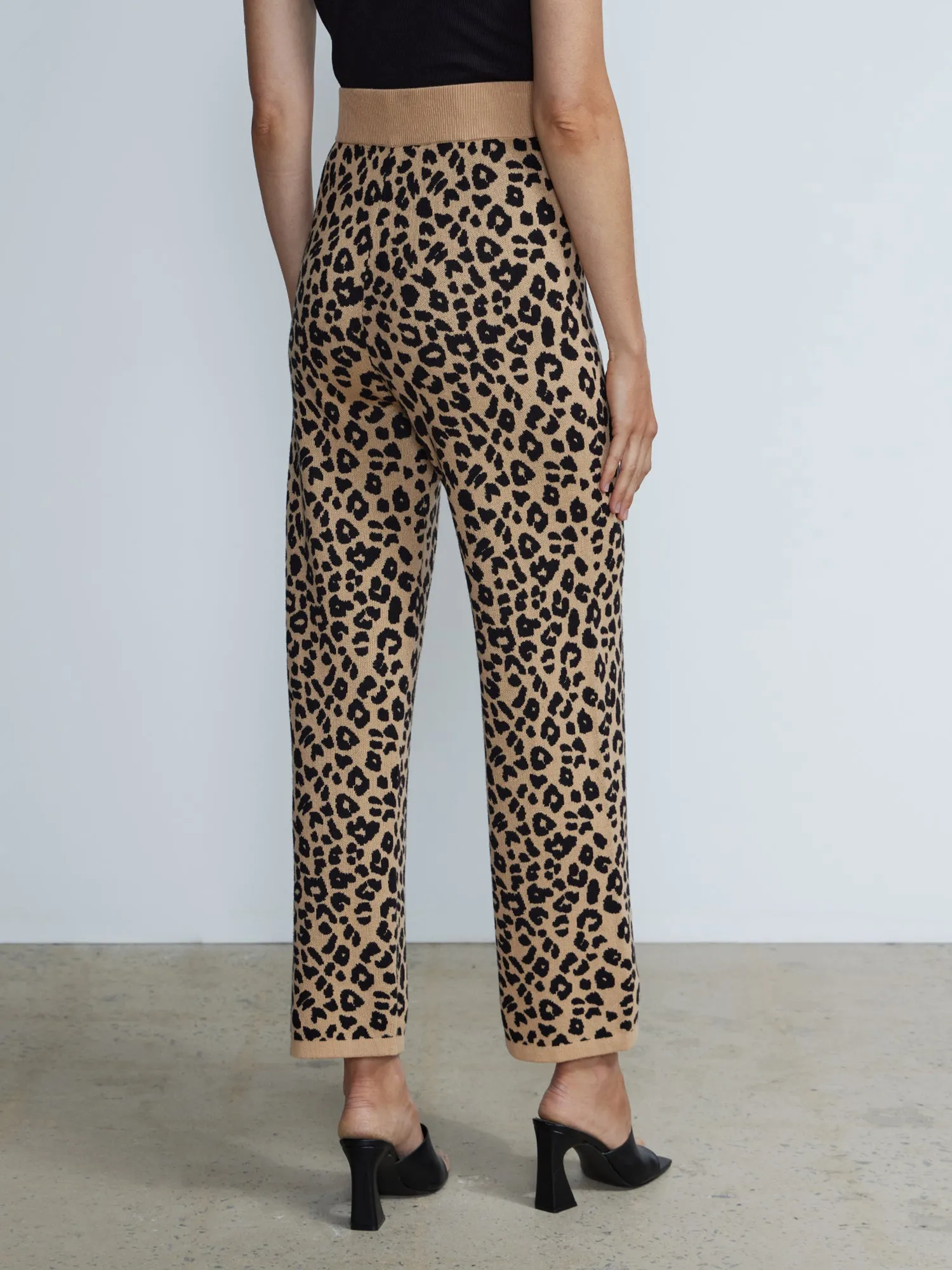 High Rise Leopard Print Sweater Pants
