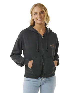 High Tide Scenic Relaxed Zip Hoodie in Washed Black