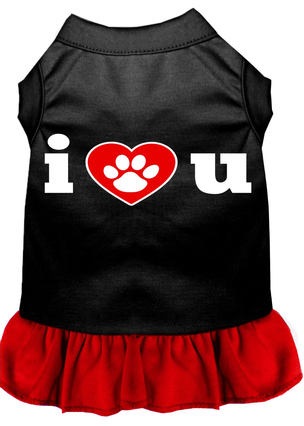 I Heart You Screen Print Dog Dress Black With Red Sm