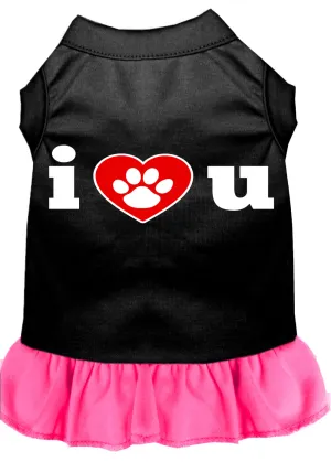 I Heart You Screen Print Dress Black With Bright Pink Xl