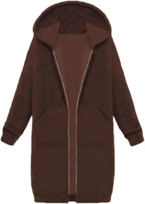 JOFOW zip up hoodie women long jackets for women trendy Casual Drawstring Fleece Sweatshirt Oversized Jackets Coat