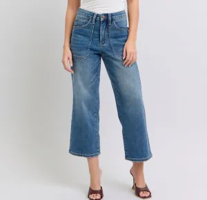 Judy Blue HW Medium Utility Pockets Crop Wide