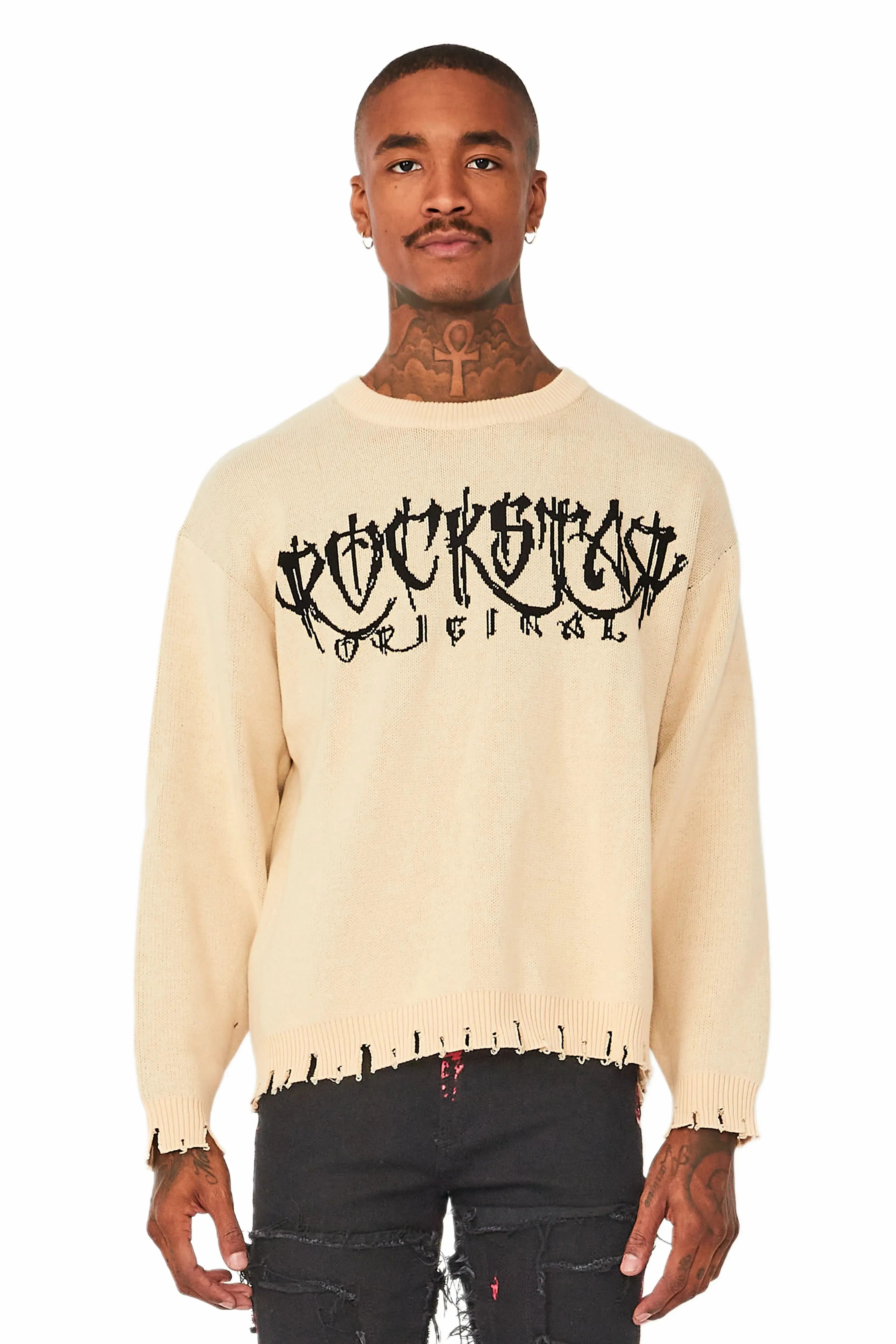 Kaleb Beige Knit Sweater
