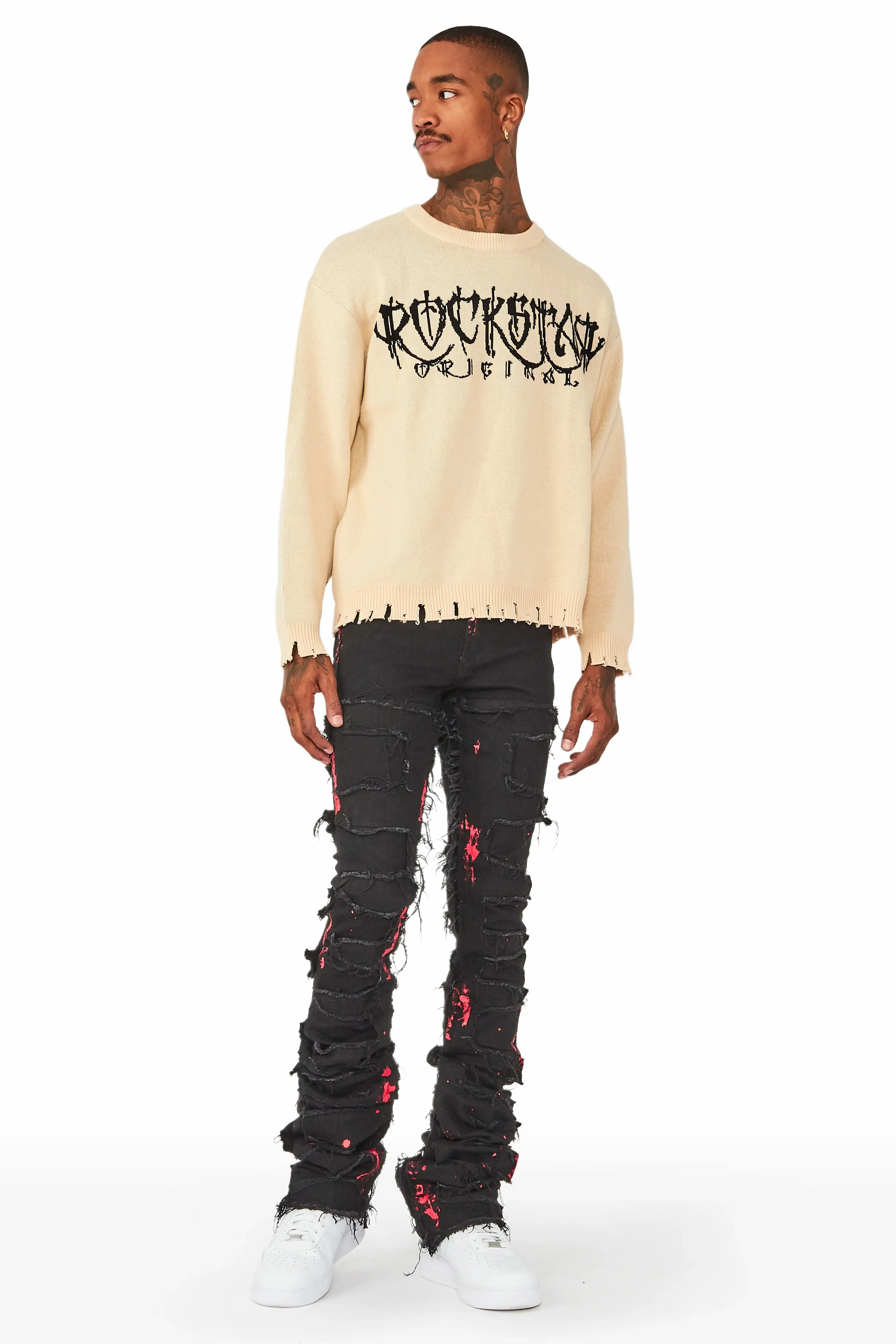 Kaleb Beige Knit Sweater