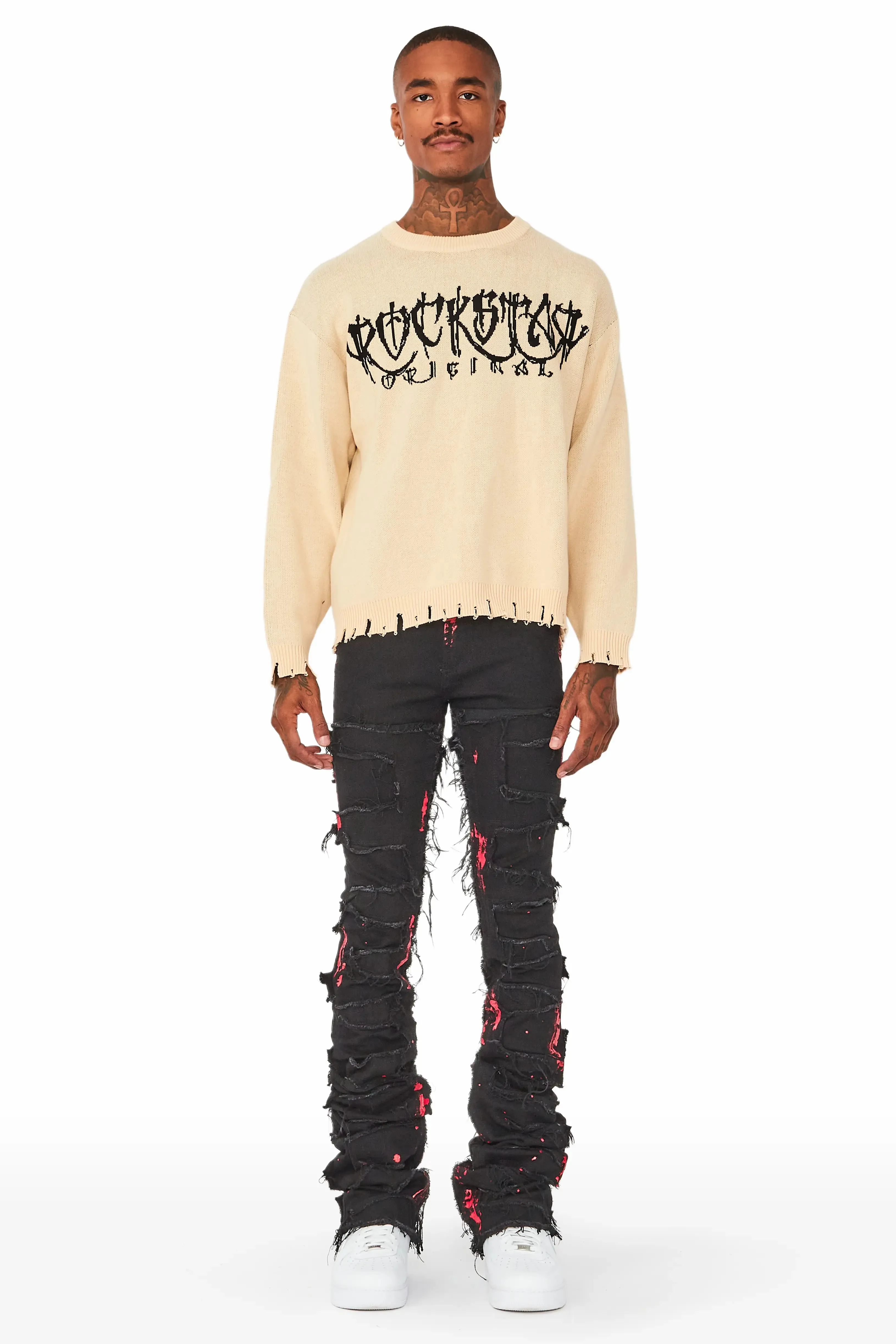 Kaleb Beige Knit Sweater