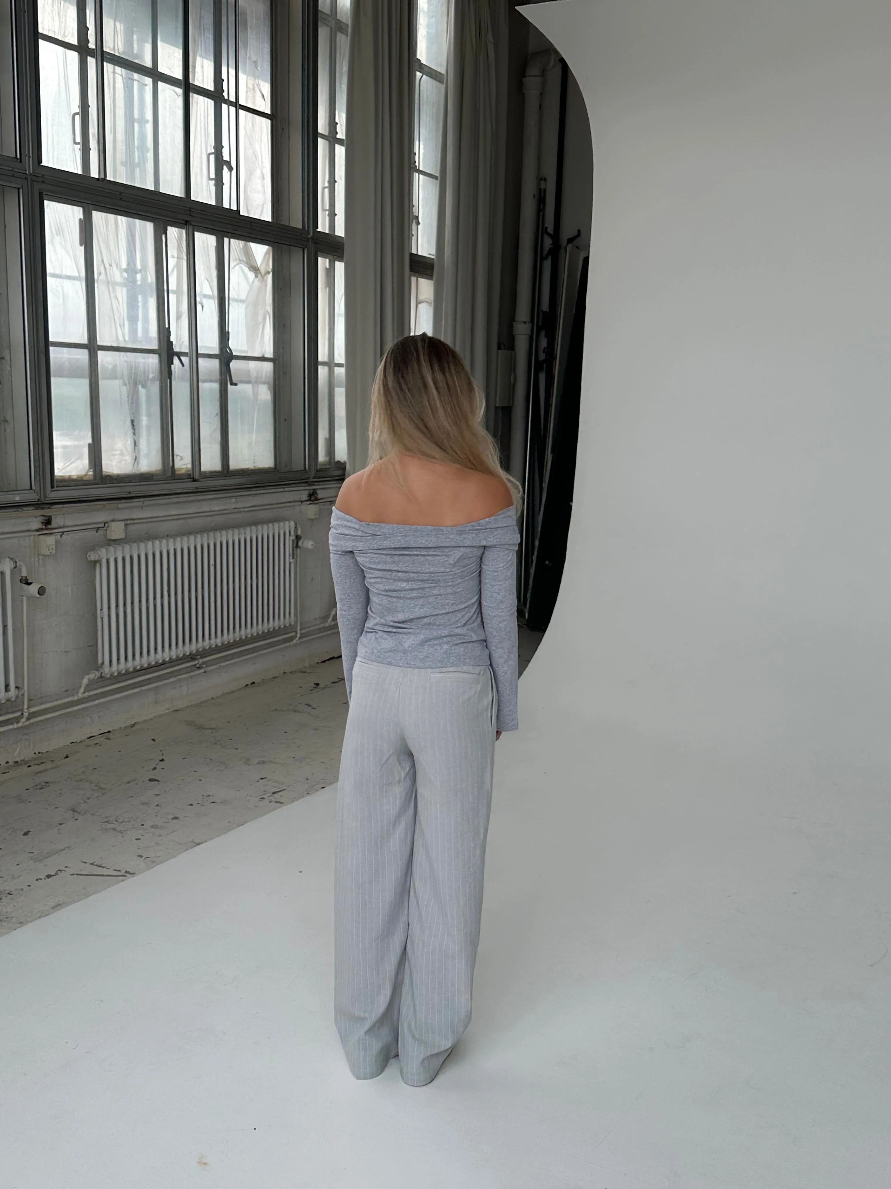 Kayle pants with stripes - Light grey