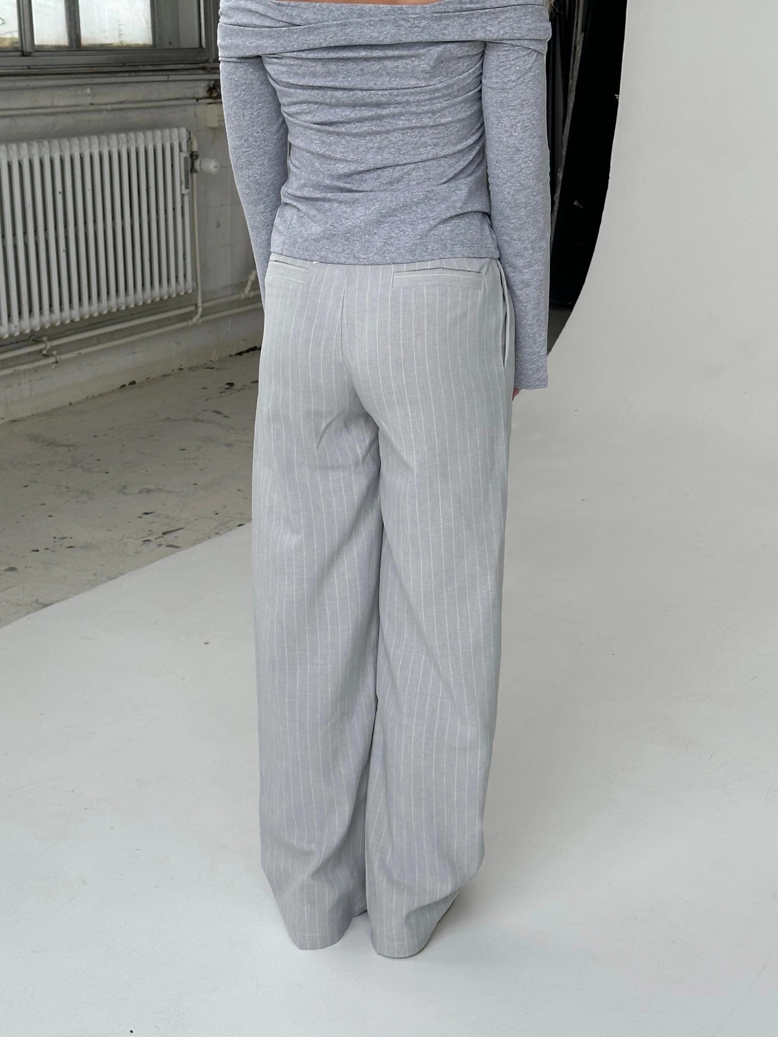 Kayle pants with stripes - Light grey