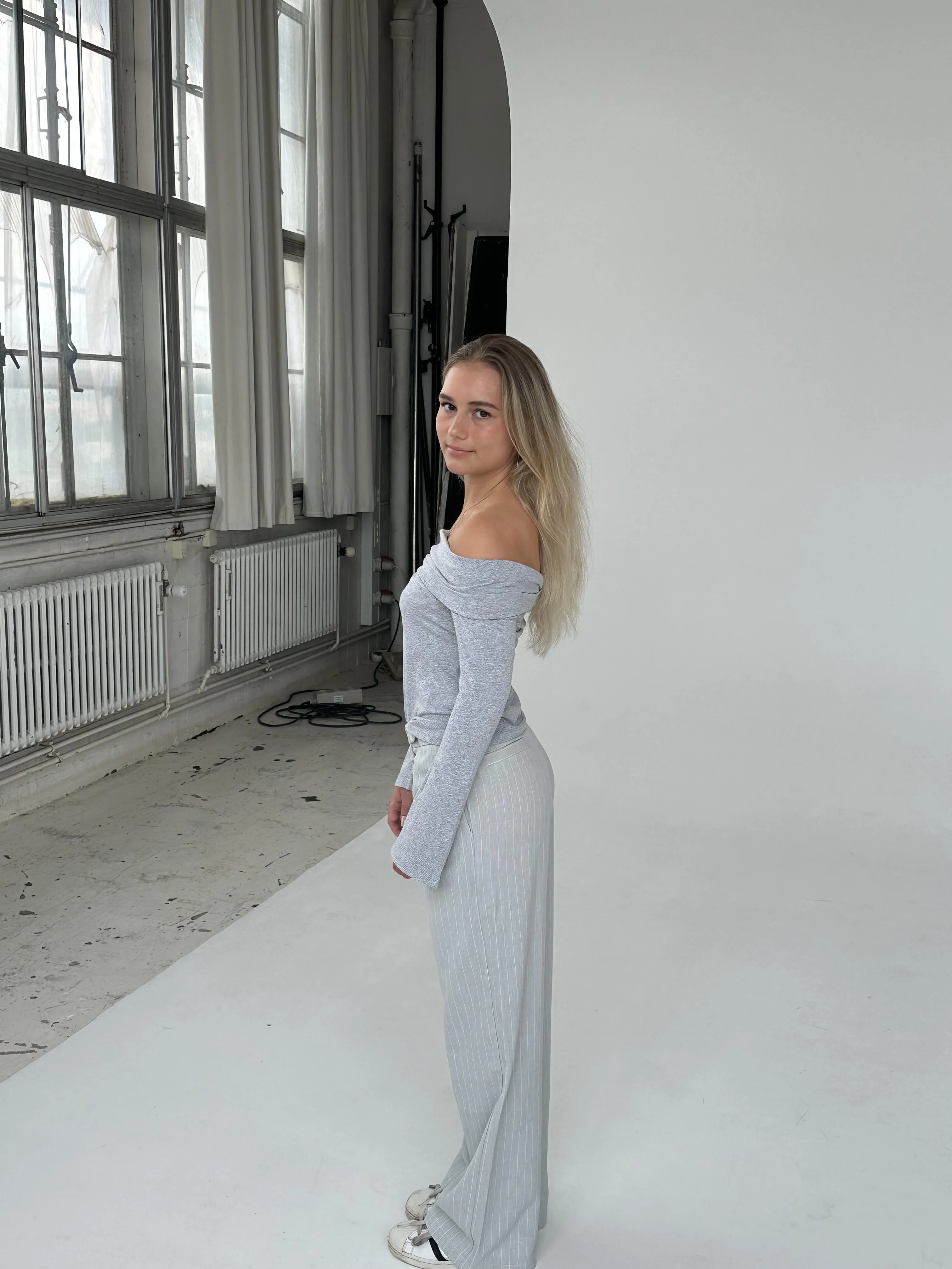 Kayle pants with stripes - Light grey