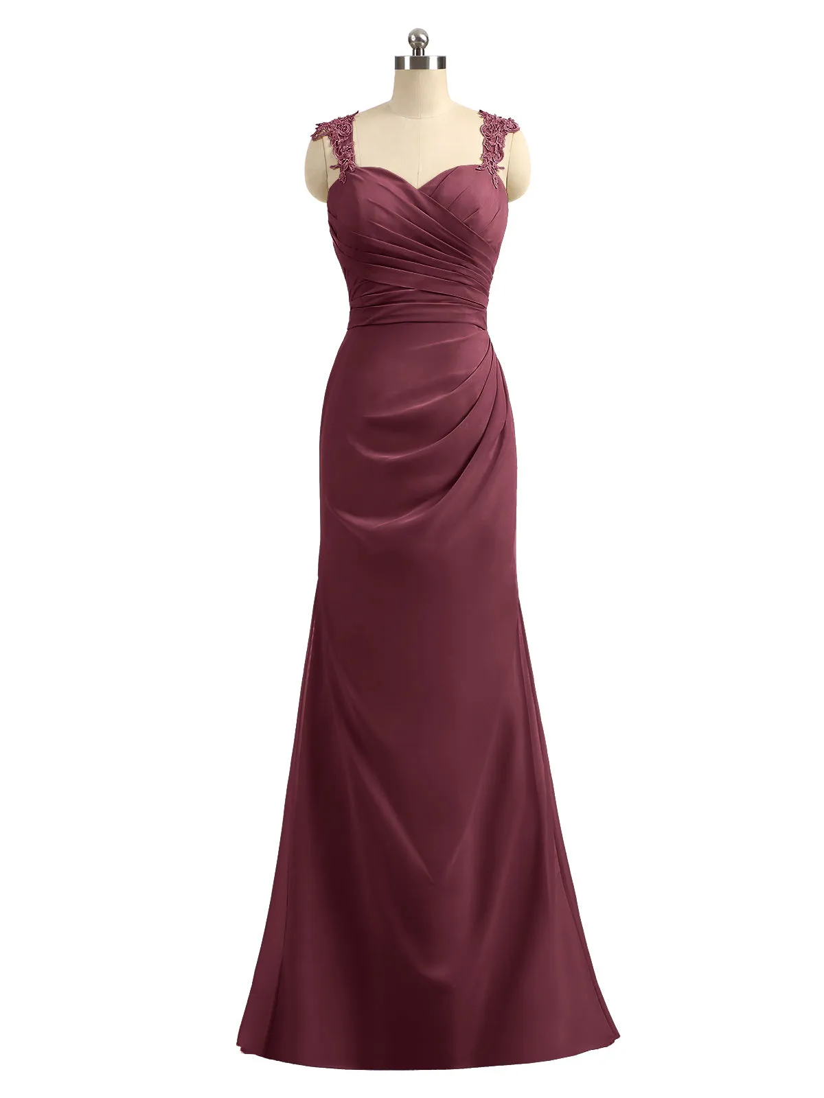 Lace Appliqued Strap Sheath Open Back Dress Cabernet Plus Size