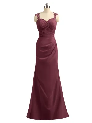 Lace Appliqued Strap Sheath Open Back Dress Cabernet Plus Size