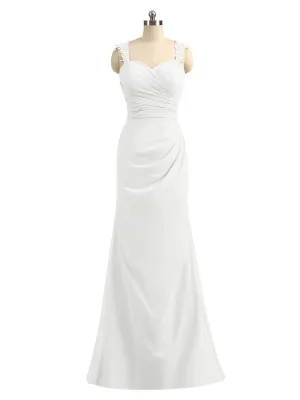 Lace Appliqued Strap Sheath Open Back Dress Ivory Plus Size