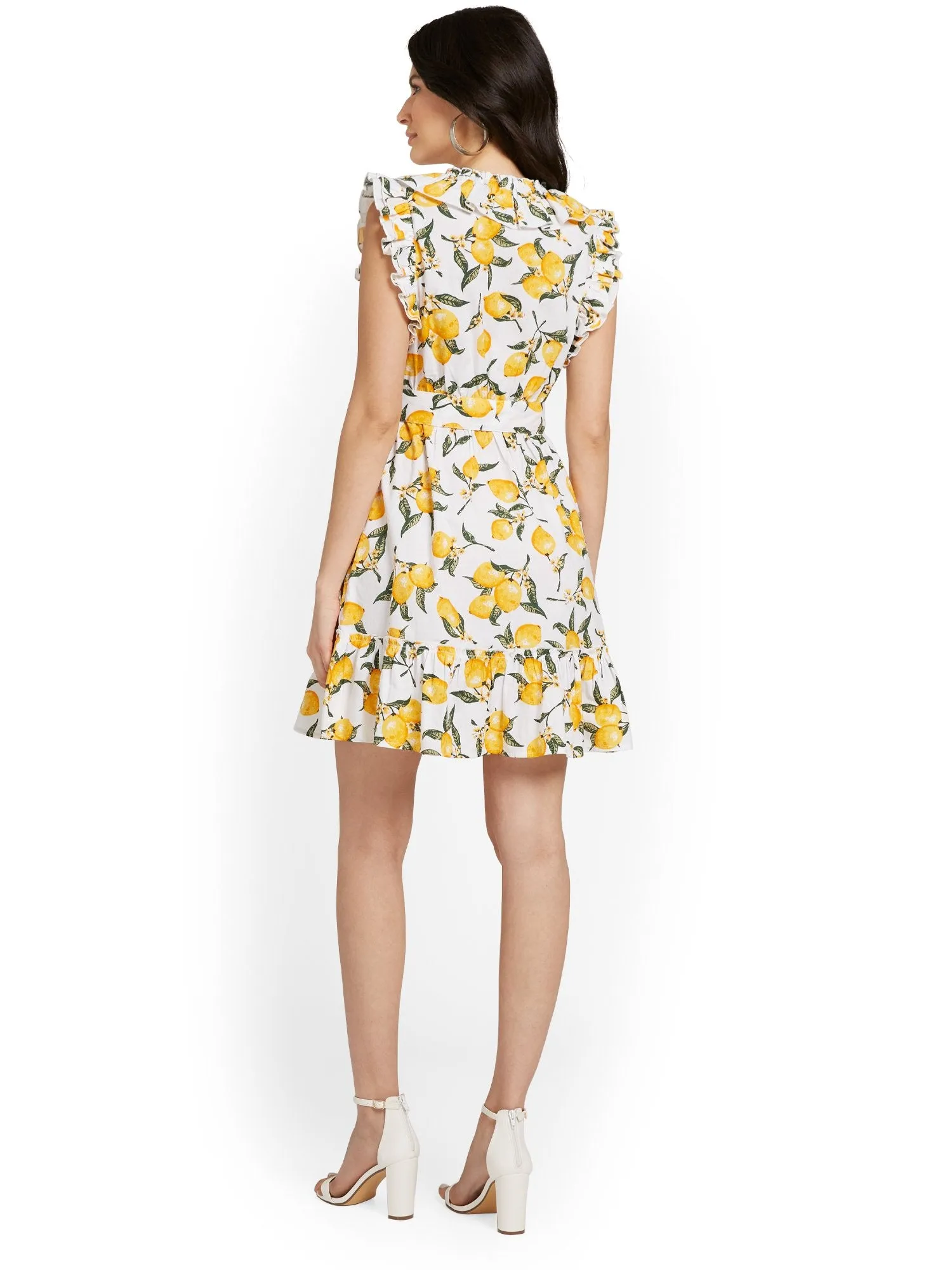 Lemon-Print Ruffle Dress