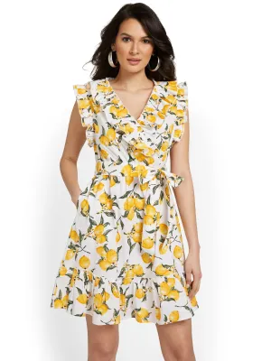 Lemon-Print Ruffle Dress