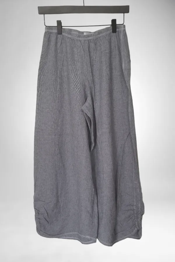 Linen Blend Rouched Pant (L, XL)