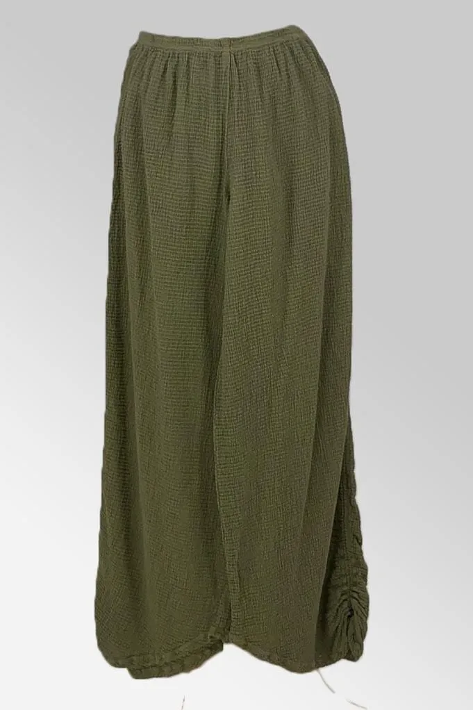 Linen Blend Rouched Pant (L, XL)