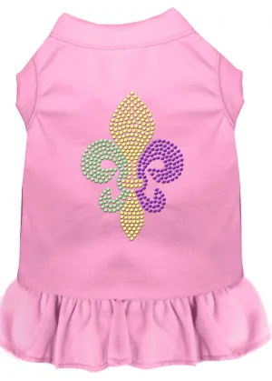 Mardi Gras Fleur De Lis Rhinestone Dress Light Pink Xs