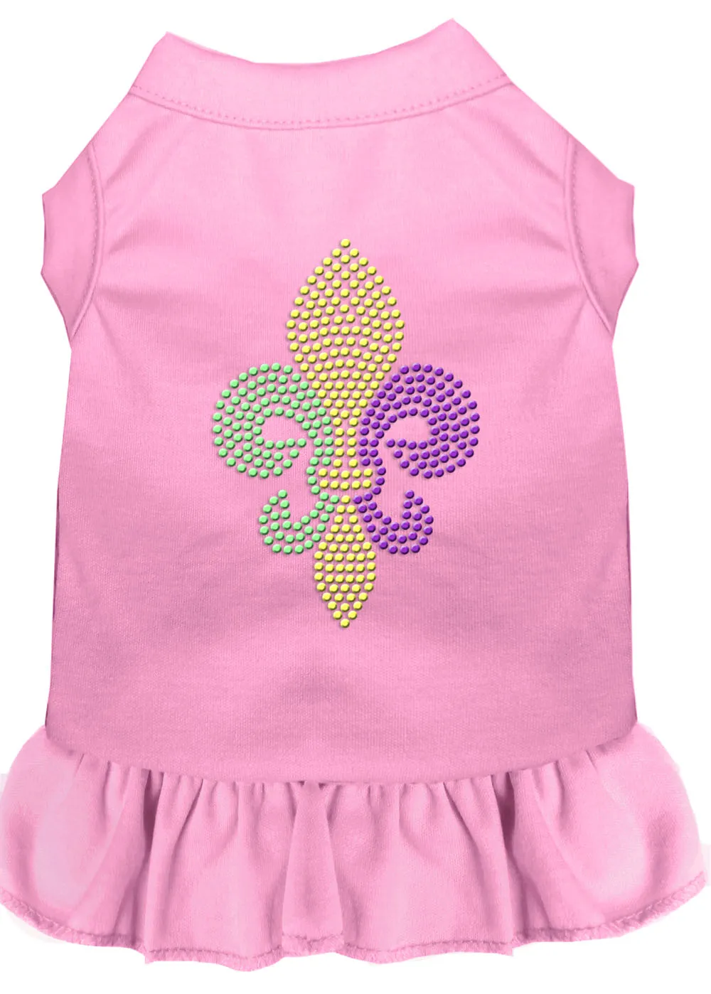 Mardi Gras Fleur De Lis Rhinestone Dress Light Pink Xs