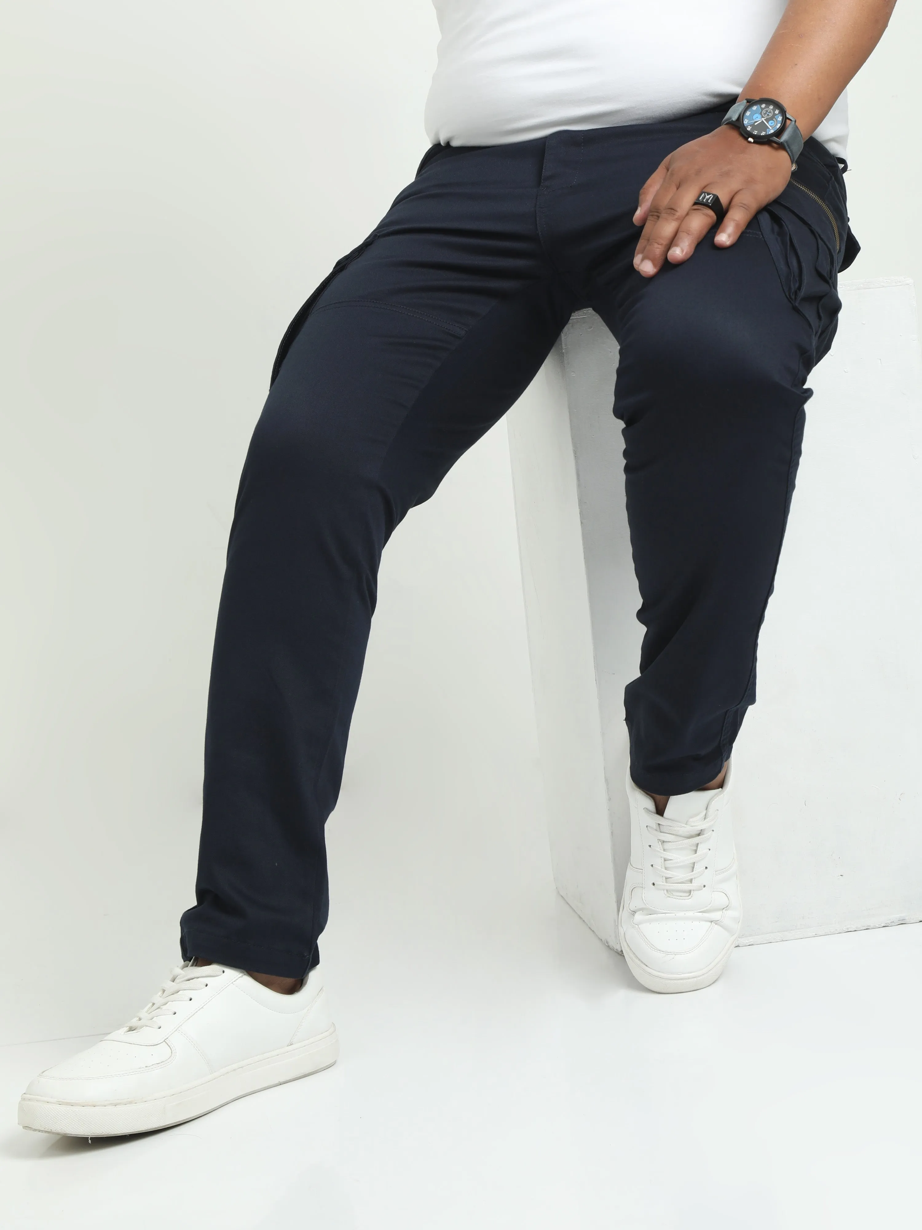 Men Plus Vintage Utility Cargo-Navy