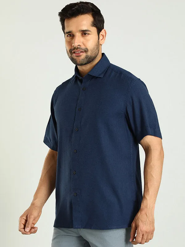Men Solid Half Sleeve Linen Blend Shirt