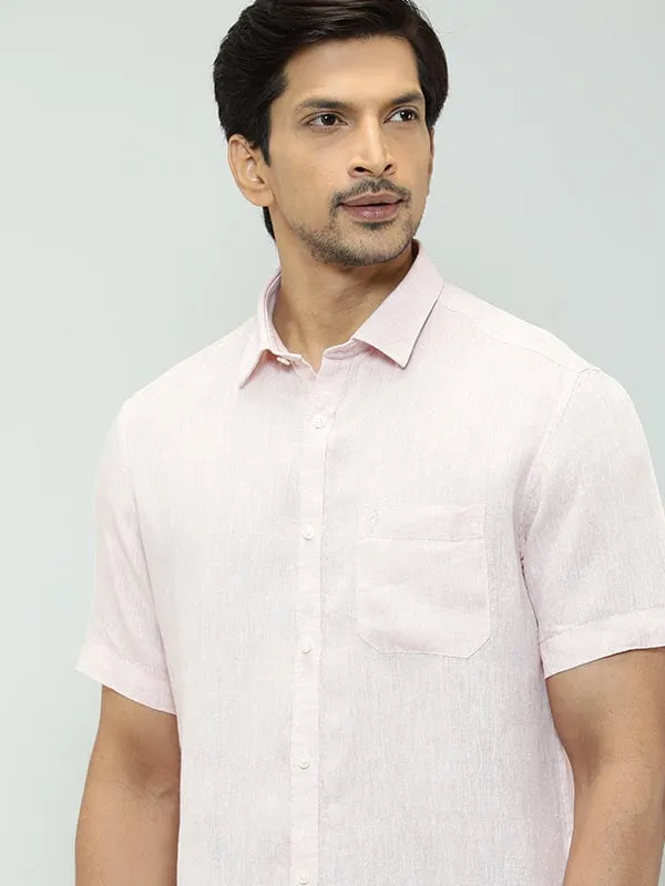 Men Solid Half Sleeve Linen Shirt
