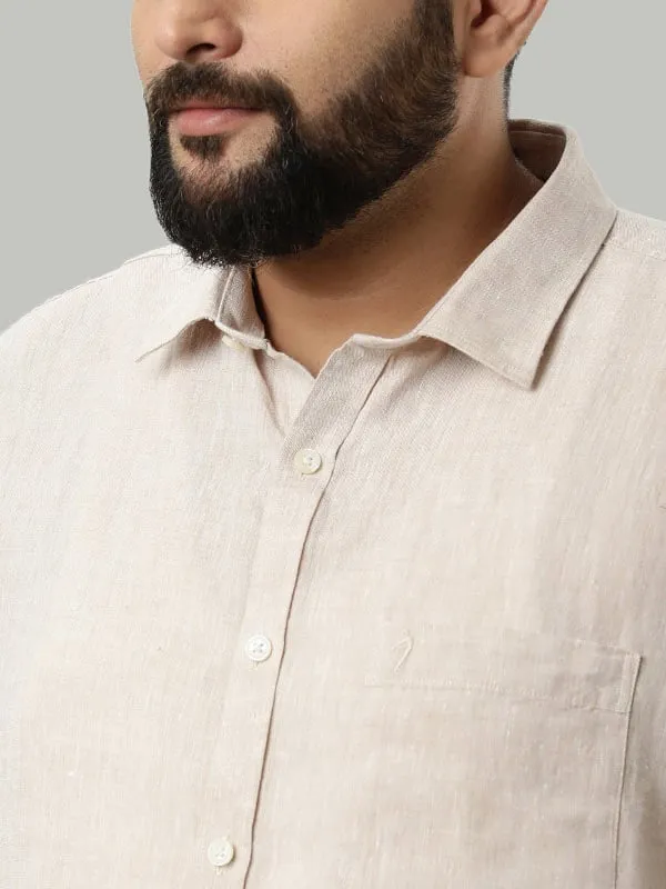 Men Solid Half Sleeve Linen Shirt